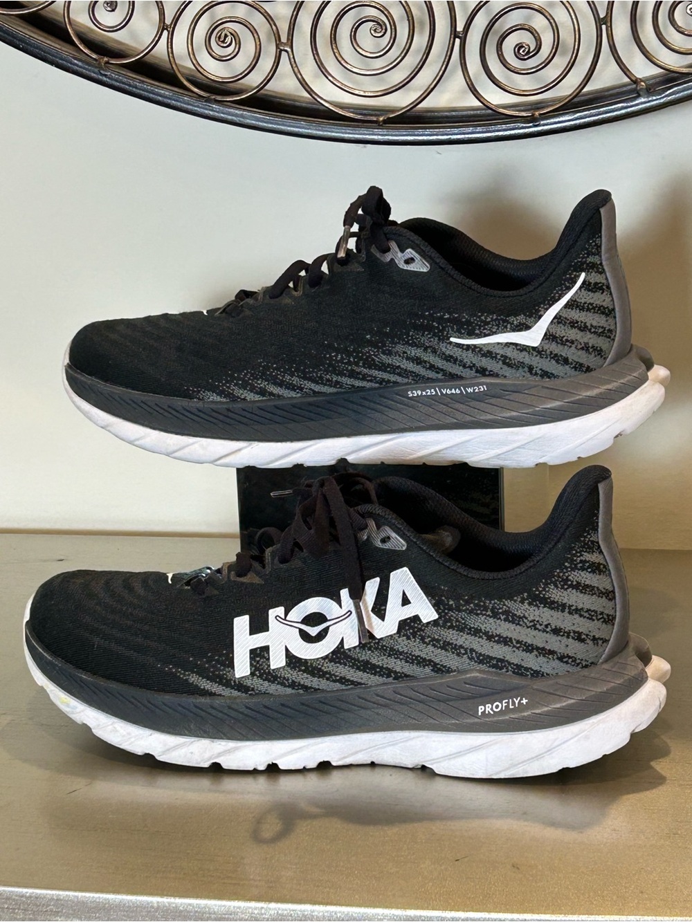 Hoka Men's Black and White Road Running Shoes
